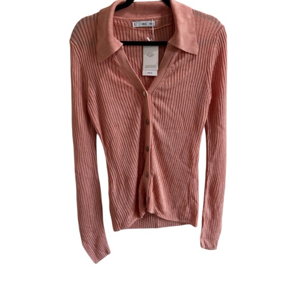 Mango Polo Neck Ribbed Cardigan Salmon / Size M / NWT - Picture 13 of 14